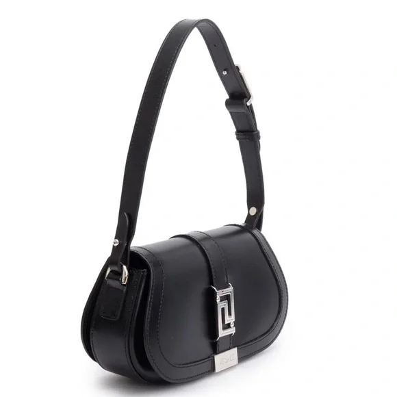 Authentic VERSACE Black Calf Leather Mini Greca Goddess Shoulder Bag - Picture 2 of 11